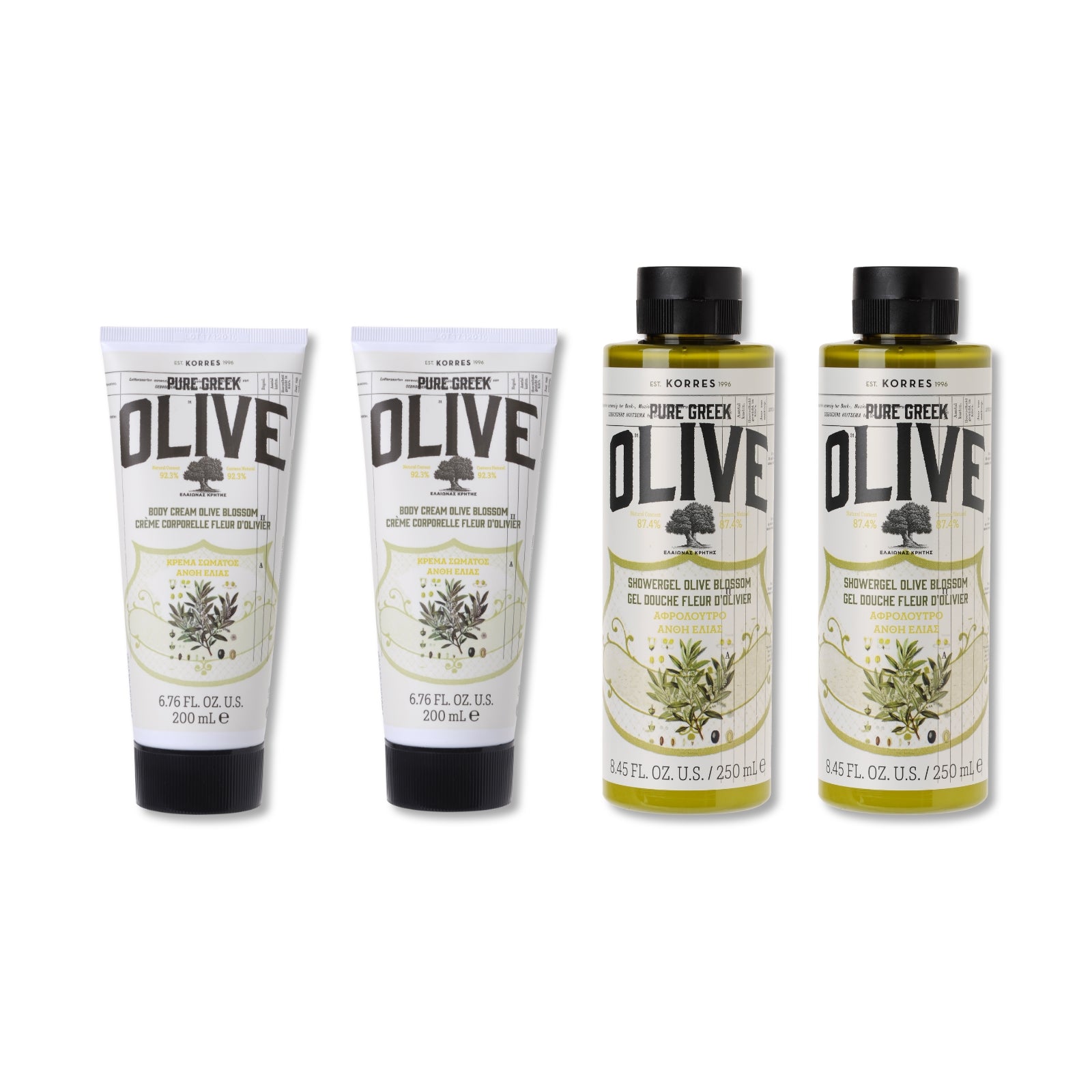 Pure Greek Olive 4-piece Blossom Shower Gel & Body Cream