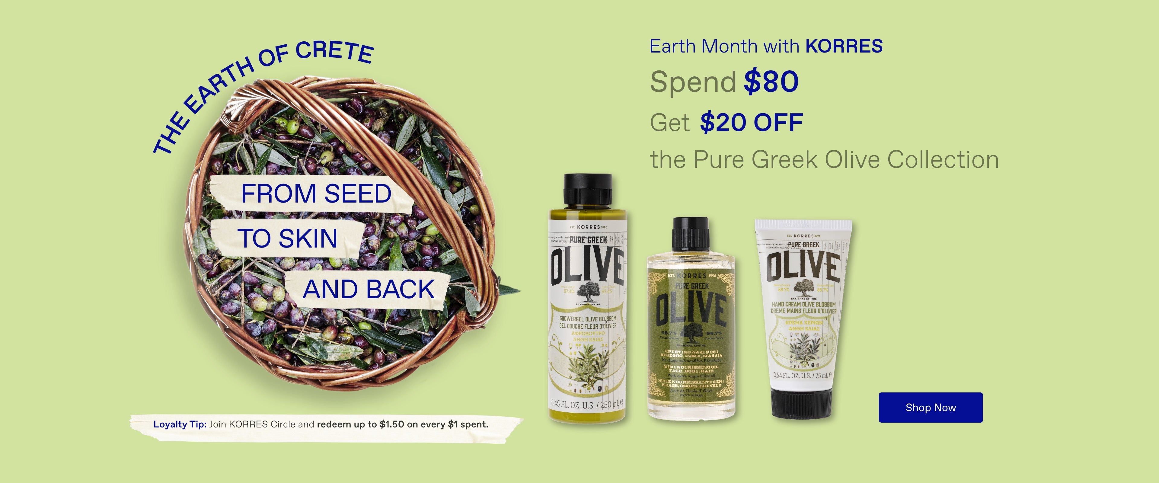 Spend $80, Get $20 on Pure Greek Olive