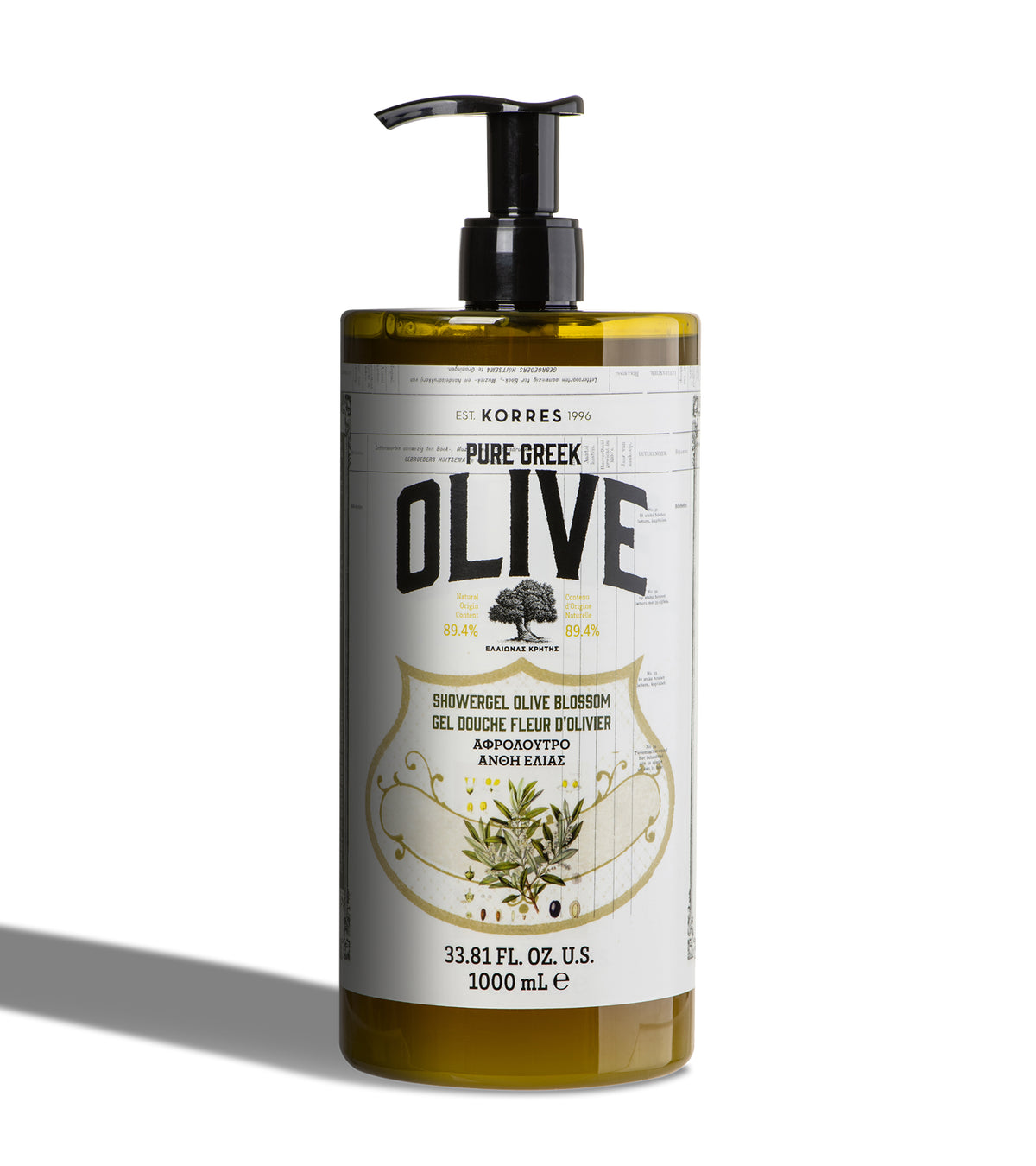 Pure Greek Olive Shower Gel Olive Blossom 1 Liter Pure Greek Olive Korres