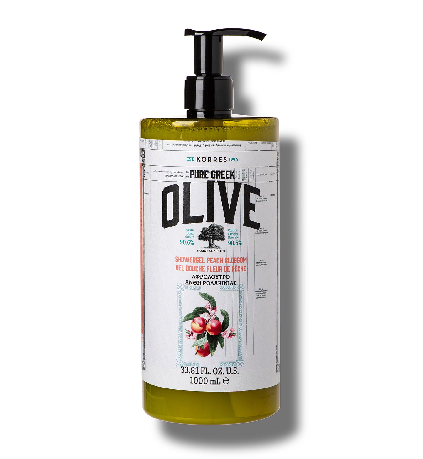 Pure Greek Olive Body Cleanser Peach Blossom 1 Liter Pure Greek Olive Korres