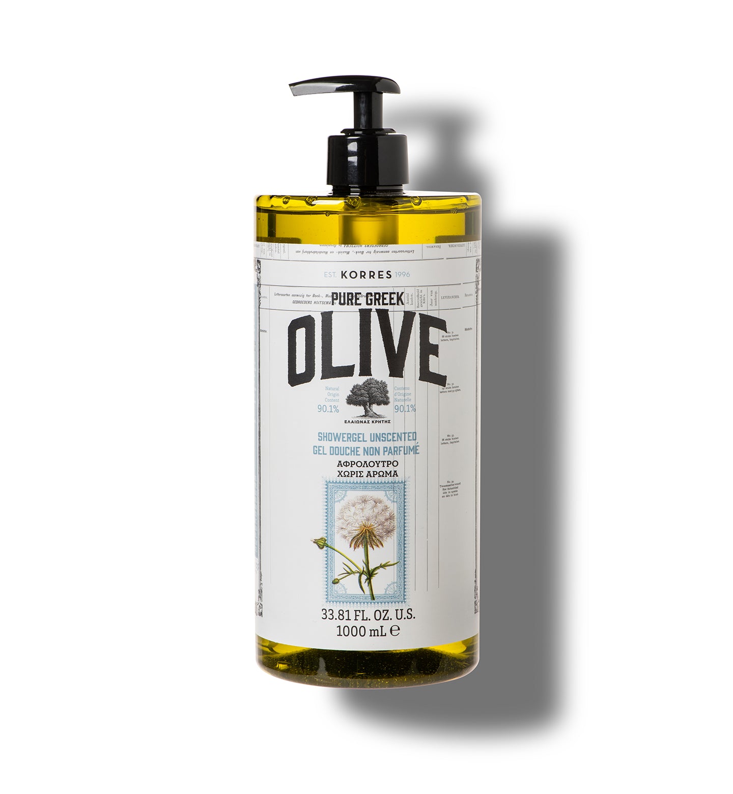 Pure Greek Olive Shower Gel Unscented 1 Liter Pure Greek Olive Korres