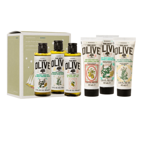 6-Piece Olive Mini Shower Gel & Body Cream Set