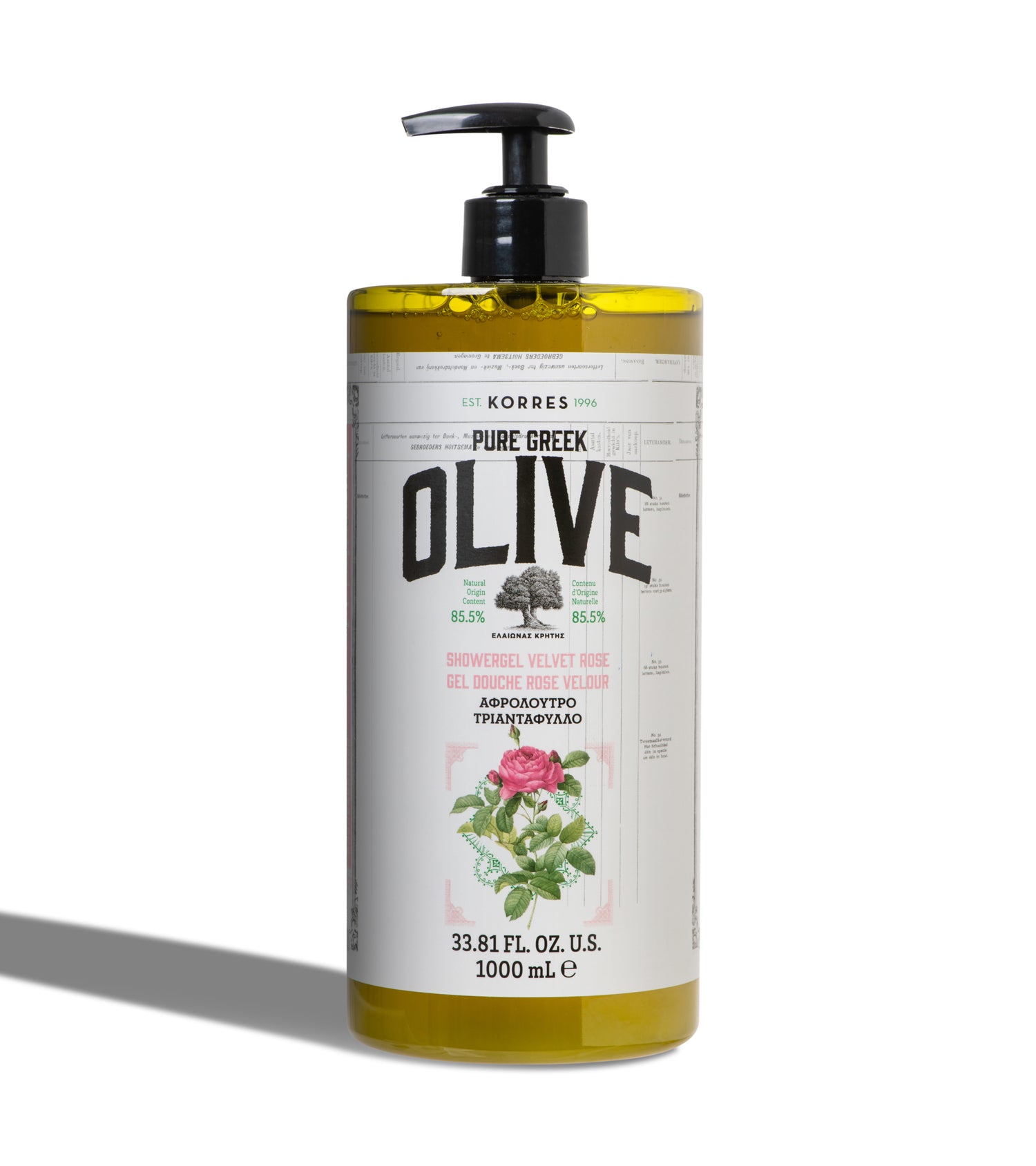 Pure Greek Olive Shower Gel Velvet Rose 1 Liter Pure Greek Olive KORRES
