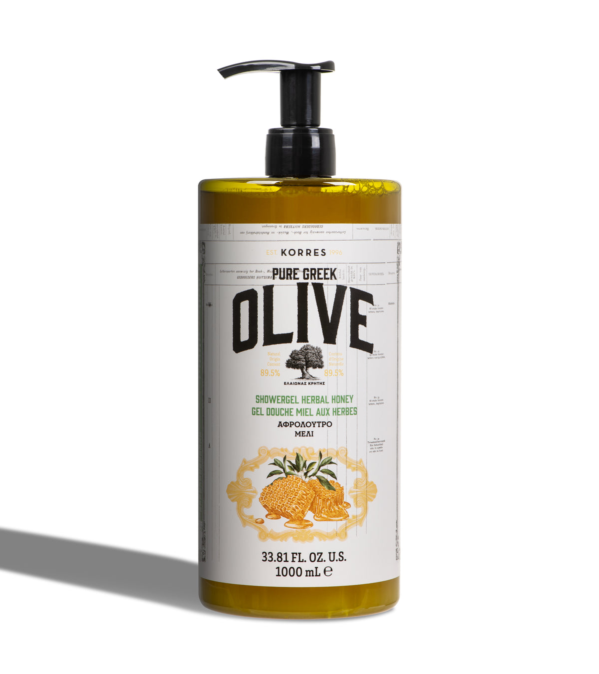 Pure Greek Olive Shower Gel – Herbal Honey – 1 Liter | KORRES