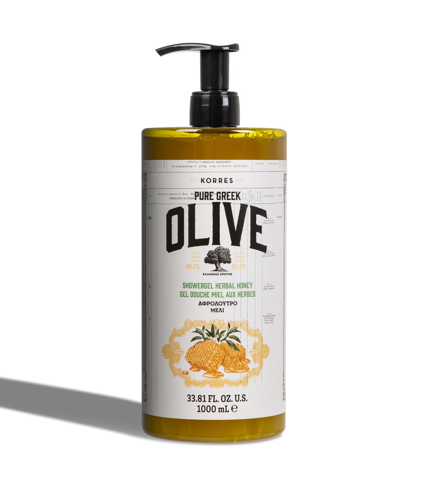 Pure Greek Olive Shower Gel Herbal Honey 1 Liter Pure Greek Olive Korres