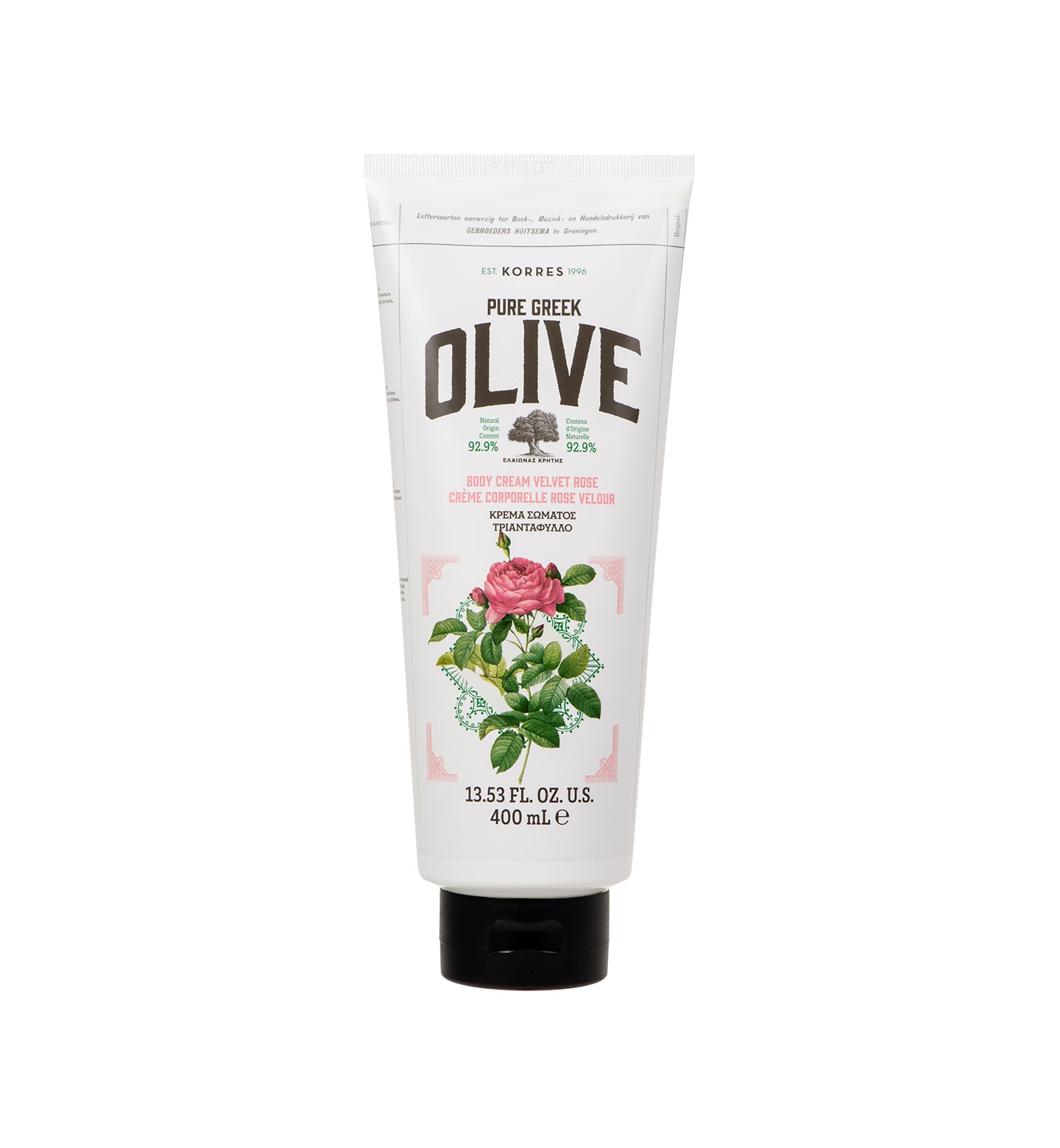 Pure Greek Olive Body Cream Velvet Rose 400ML Pure Greek Olive KORRES